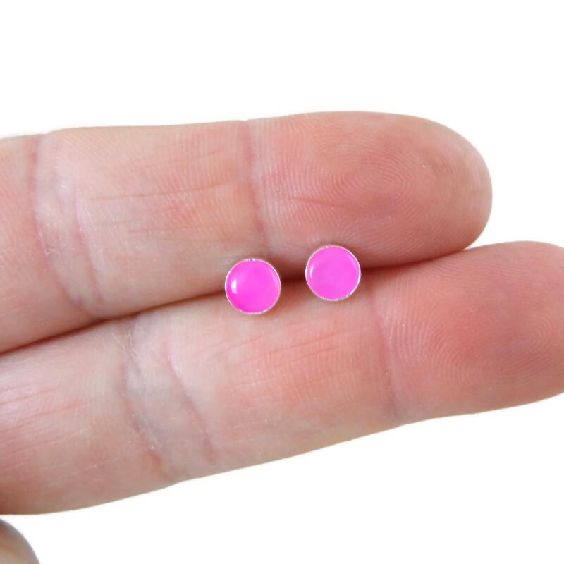 Pink Agate Earrings in Sterling Silver, Pink Agate Stud Earrings, Pink Earrings, Silver Earrings, Dainty Earrings, Gift for Her, 5mm studs