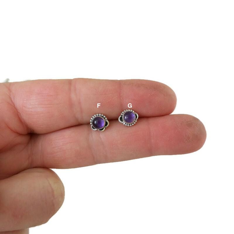 Amethyst Earrings in Sterling Silver,Amethyst Earrings, Amethyst Silver Studs, Amethyst Jewelry,Gemstone Studs,Gift for Her