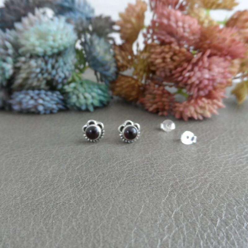 Garnet 7mm Earrings in Sterling Silver,Garnet Earrings, GarnetSilver Studs, Garnet Jewelry,Gemstone Studs,Gift for Her
