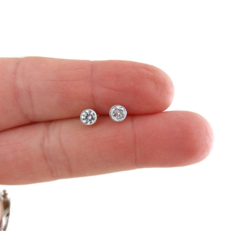 Tiny Crystal Earrings in Sterling Silver, Crystal Earrings, Cubic Zirconia Earring, Sterling Silver Earrings, Everyday Earrings