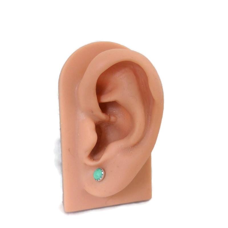 Chrysoprase Earrings in Sterling Silver, ChrysopraseEarrings, 5mm Earrings, Chrysoprase Jewelry, Green Gemstone, Gemstone Studs