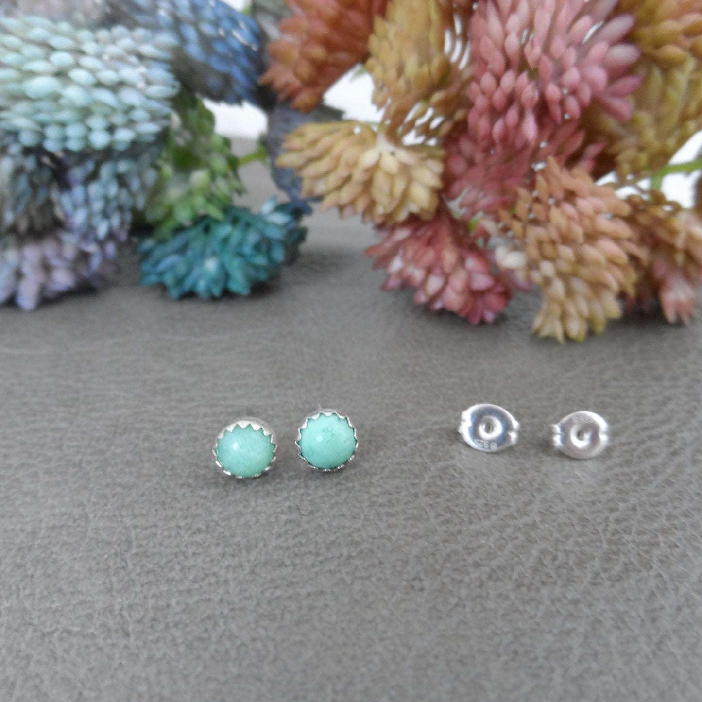 Chrysoprase Earrings in Sterling Silver, ChrysopraseEarrings, 5mm Earrings, Chrysoprase Jewelry, Green Gemstone, Gemstone Studs