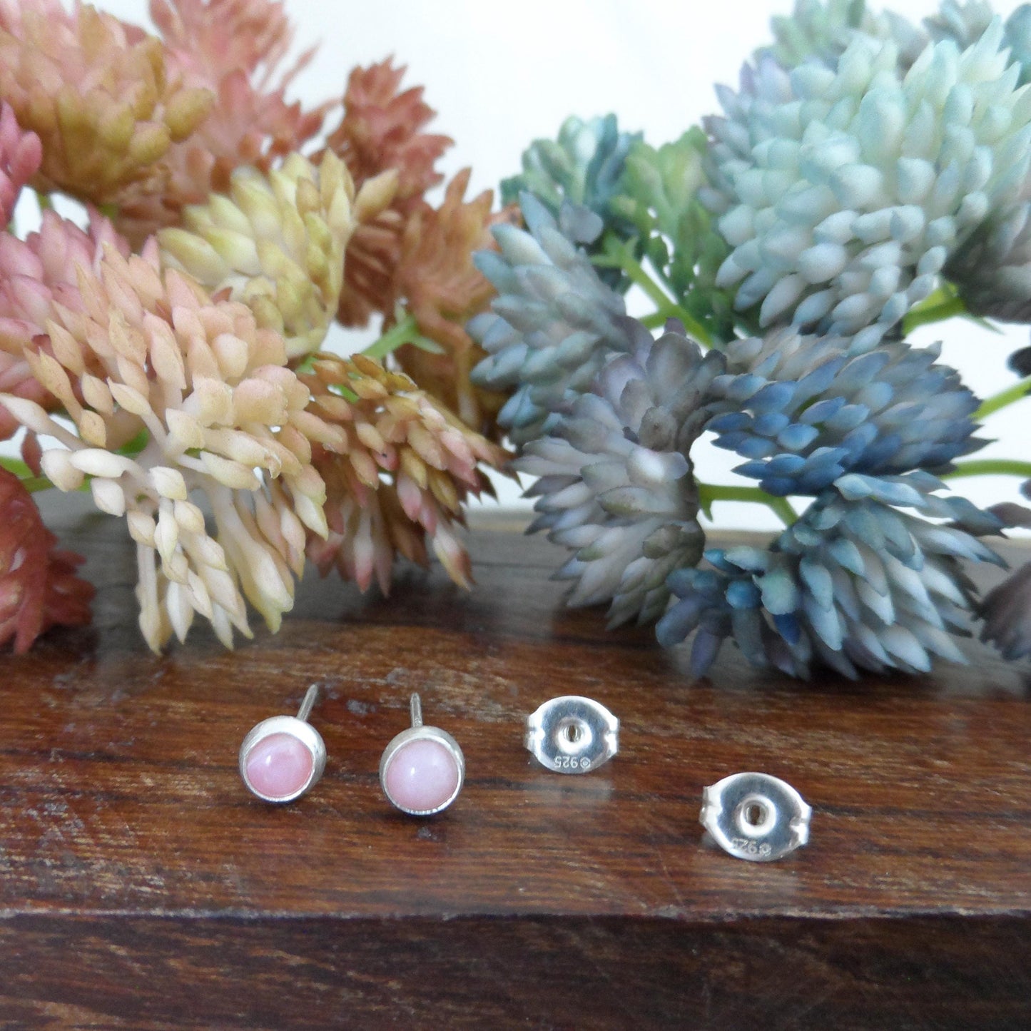 Pink Opal Earrings in Sterling Silver, Pink Opal Earrings, 4mm Studs, Dainty Studs, Gemstone Studs, Dainty Earrings, Gift for Her