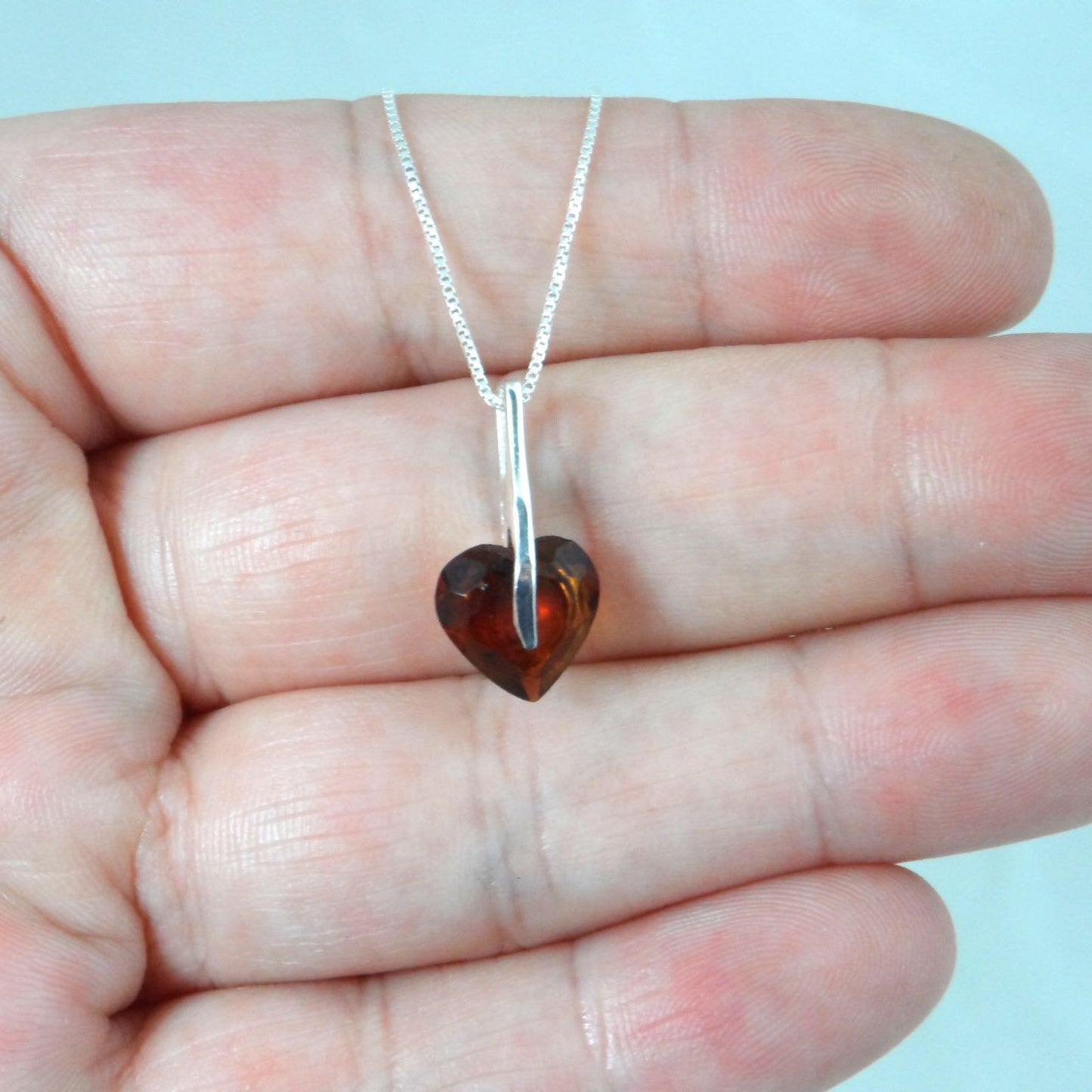 Garnet Heart Necklace