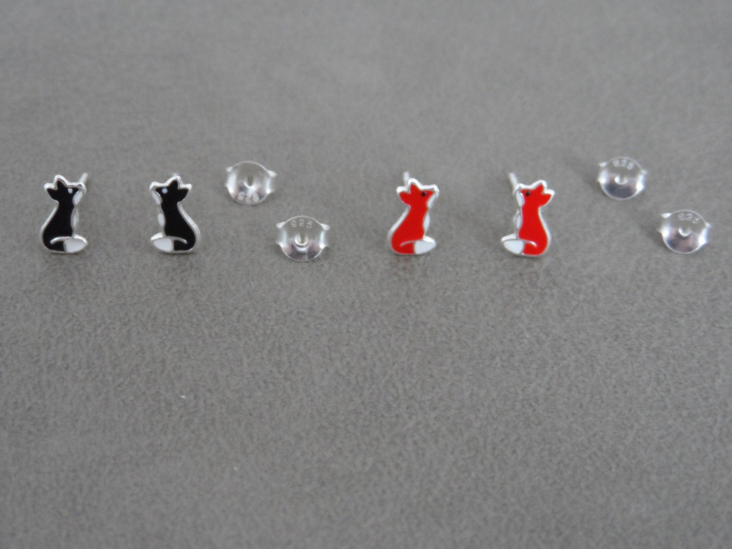 Tiny Fox Earrings in Sterling Silver