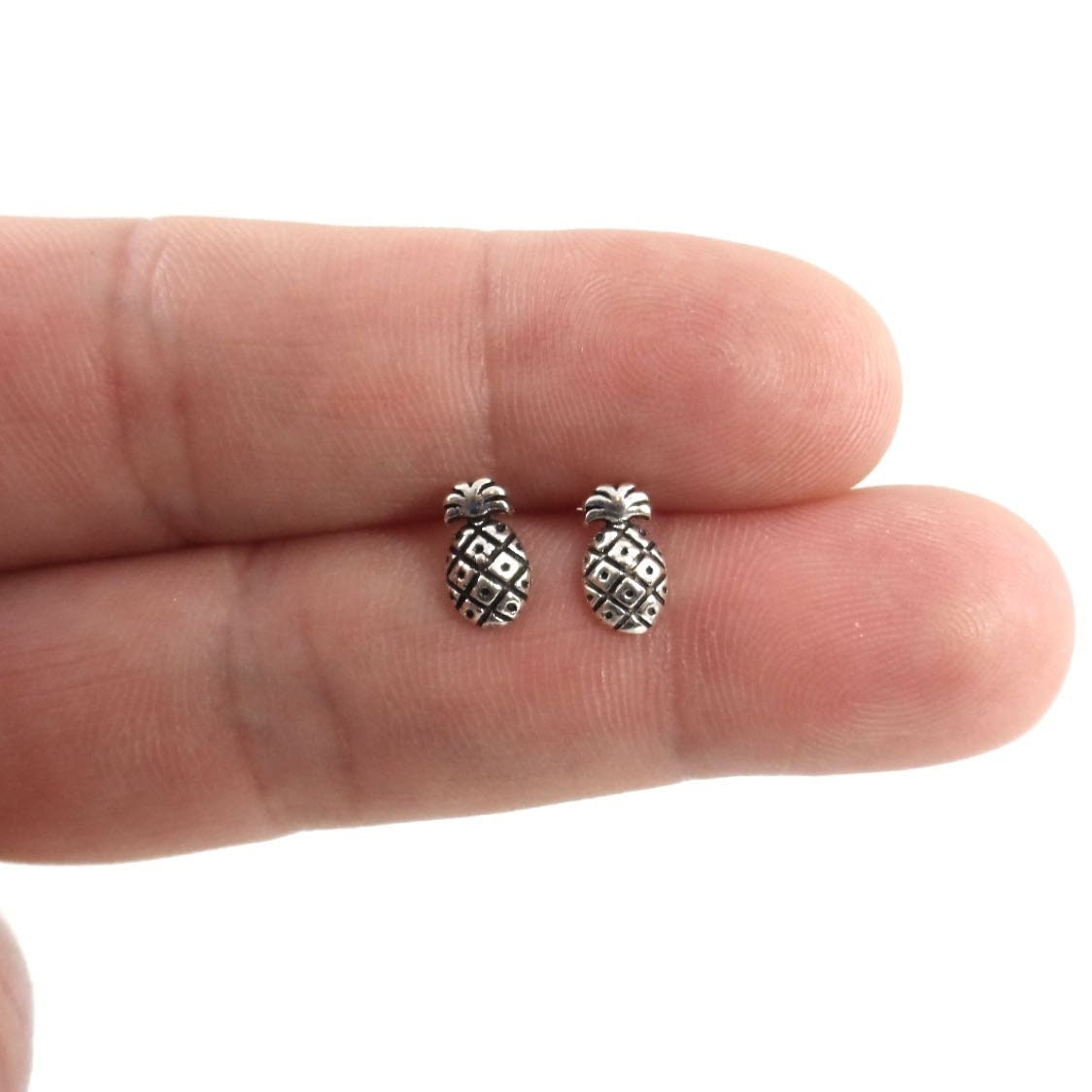 Pineapple Earrings in Sterling Silver