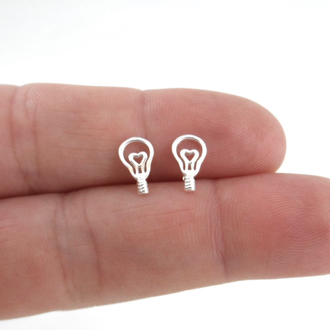 Tiny Light Bulb Earrings in Sterling Silver, Light Bulb Earrings, Tiny Studs, Cartilage Studs, Dainty Earrings, Kids Earrings, Gift for Her