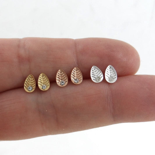 Tiny Leaf Earrings in Sterling Silver, Leaf Earrings, Dainty Studs, Leaves Earrings, Minimalist Earring, Tiny Leaf Studs, Kids Earrings