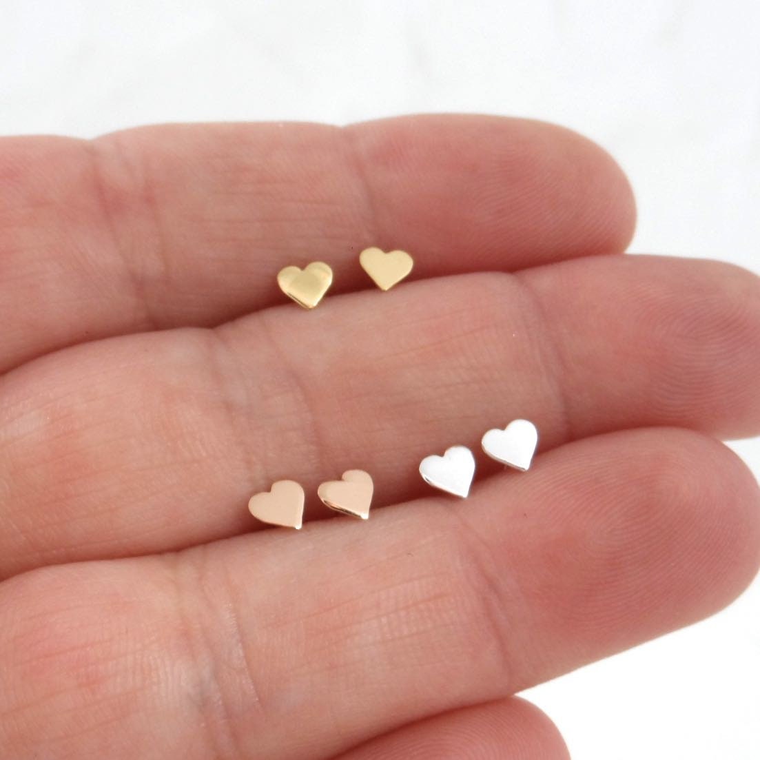 Tiny Heart Earrings in Sterling Silver, Heart Earrings, Dainty Studs, Heart Studs, Minimalist Earring, Dainty Earrings, Girls Earrings
