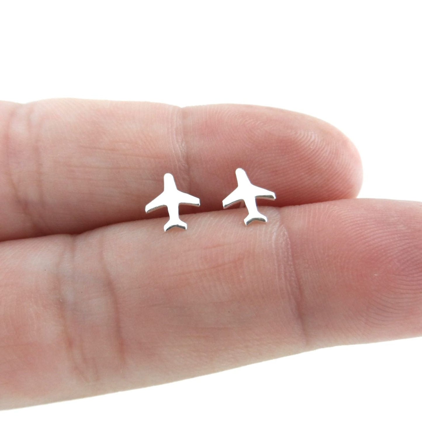 Tiny Airplane Earrings in Sterling Silver,Airplane Earrings, Plane Earrings, Silver Plane Earrings, Dainty Earrings, Kids Earrings