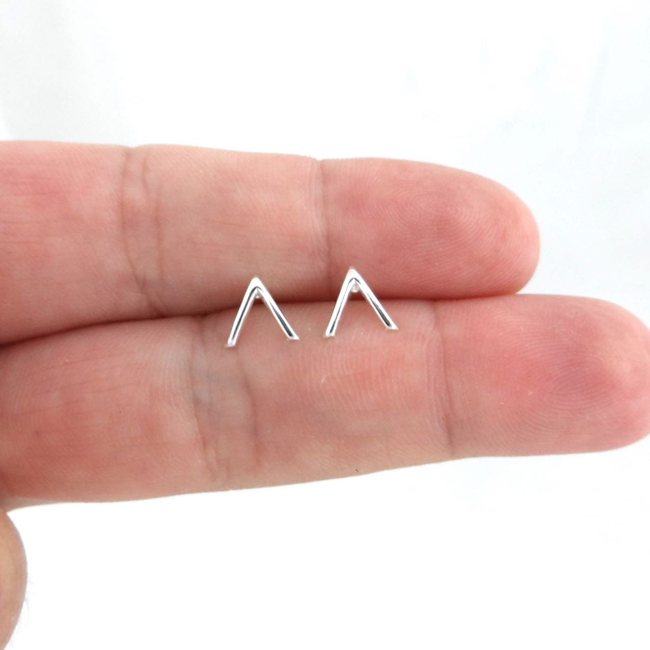 Tiny V Stud Earrings in Sterling Silver, TinyV Earrings, Chevron Studs, V Studs, Tiny Earrings, Triangle Studs, Chevron Earrings