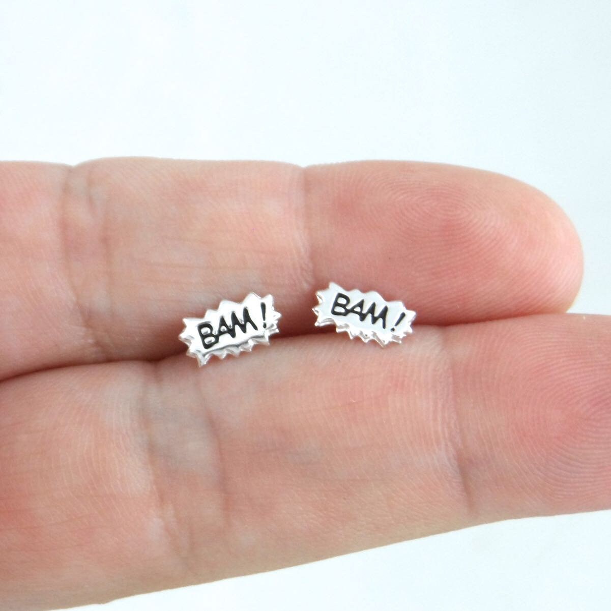 BAM! Comic Book Earrings in Sterling Silver