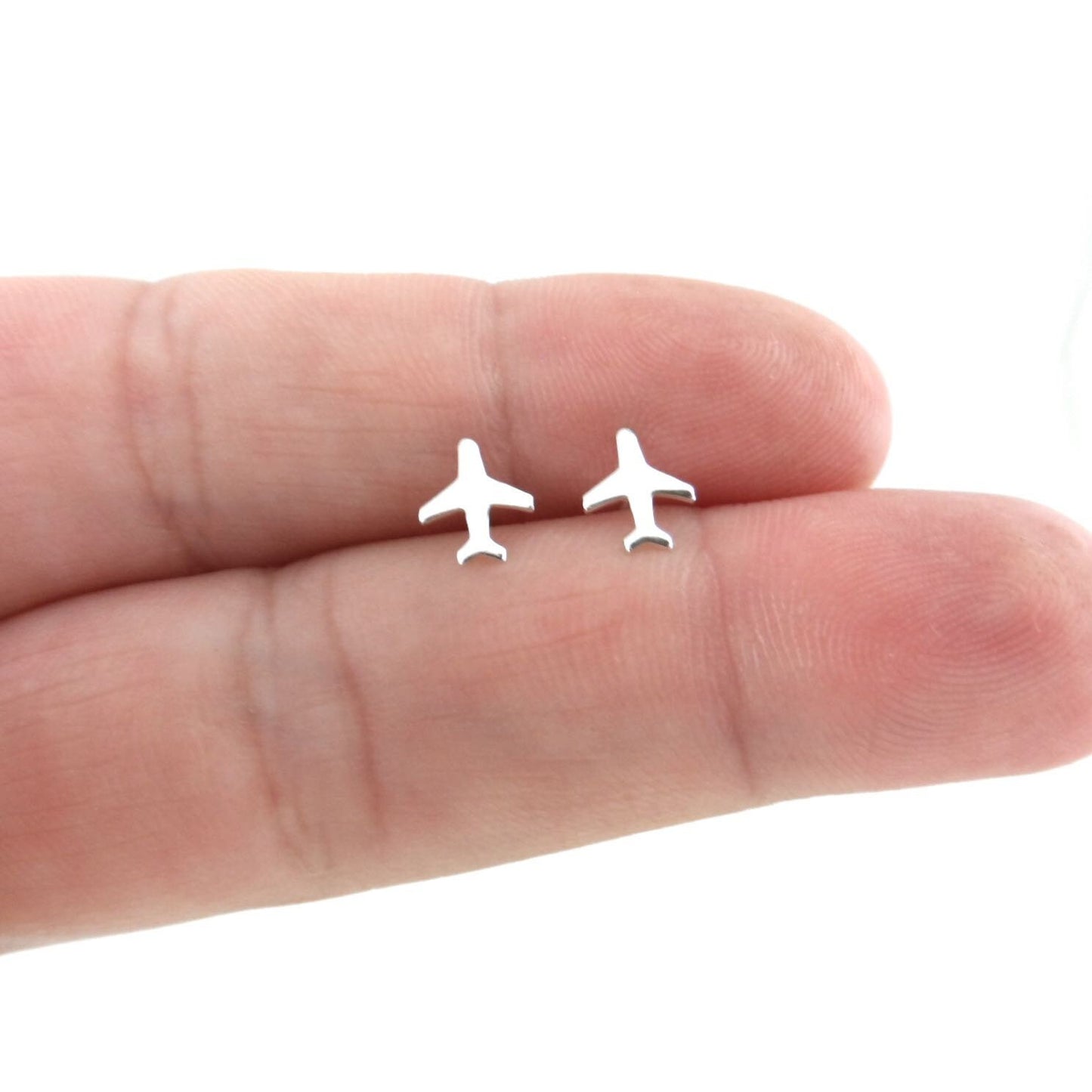 Tiny Airplane Earrings in Sterling Silver,Airplane Earrings, Plane Earrings, Silver Plane Earrings, Dainty Earrings, Kids Earrings