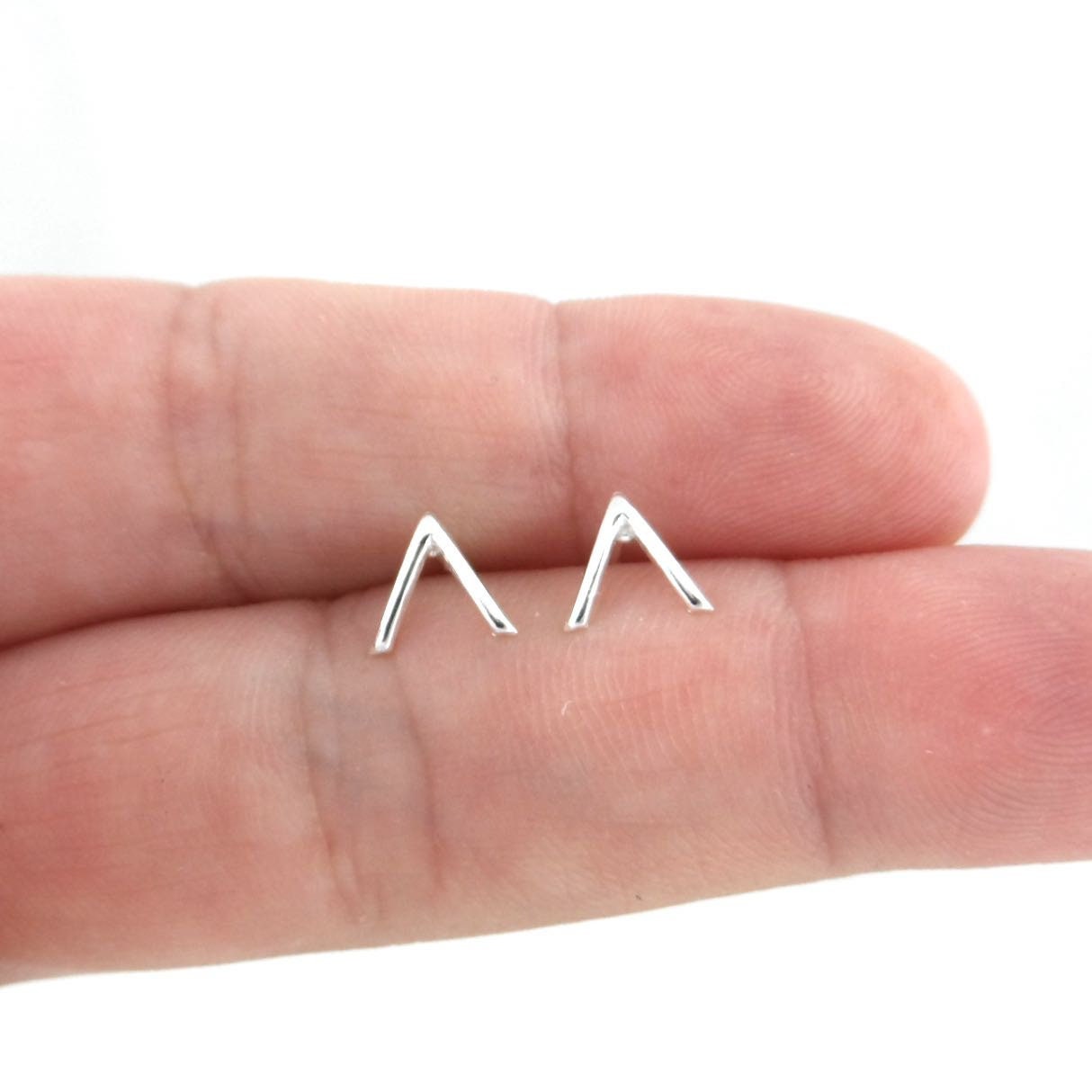 Tiny V Stud Earrings in Sterling Silver, TinyV Earrings, Chevron Studs, V Studs, Tiny Earrings, Triangle Studs, Chevron Earrings