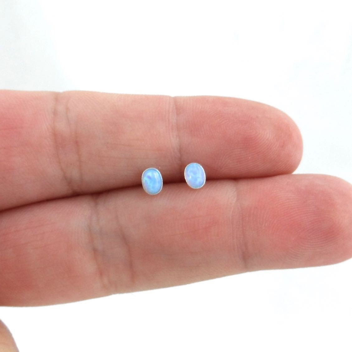 Tiny Opal Earrings in Sterling Silver, Opal Earrings, Opal Studs, Dainty Studs, Tiny Opal Studs, Dainty Earrings, Girls Earrings