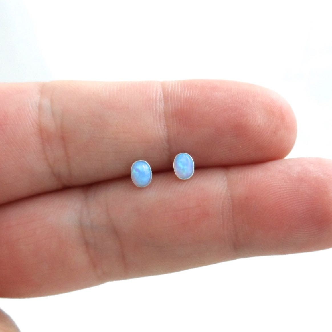 Tiny Opal Earrings in Sterling Silver, Opal Earrings, Opal Studs, Dainty Studs, Tiny Opal Studs, Dainty Earrings, Girls Earrings