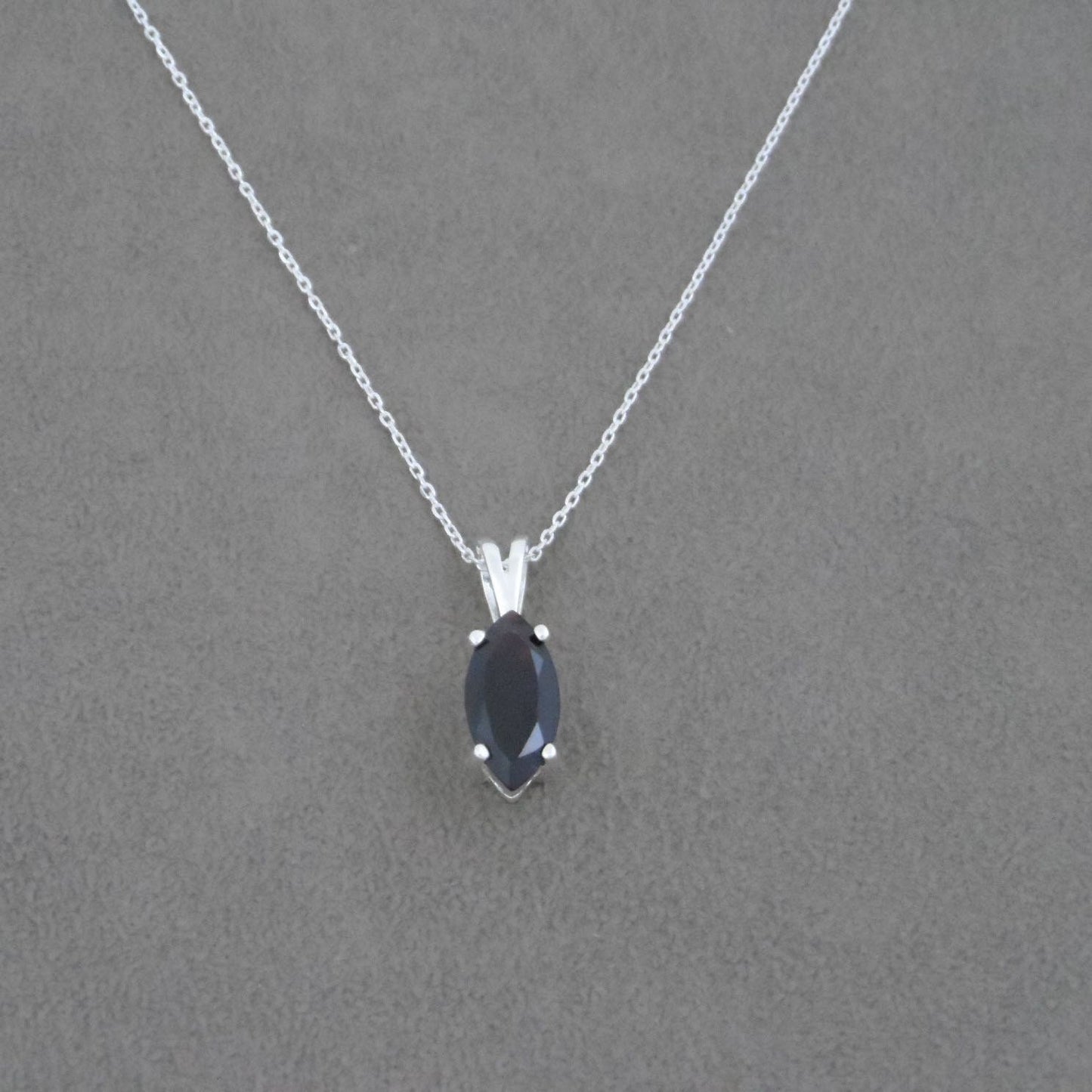 Garnet Marquis Necklace in Sterling Silver