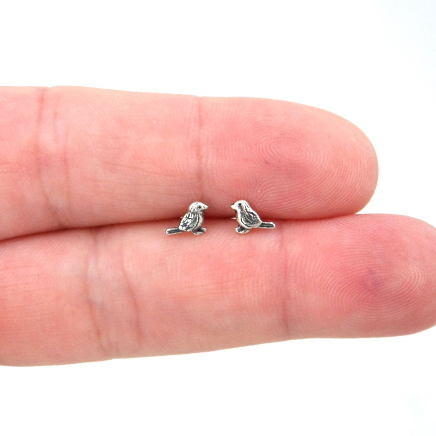 Tiny Bird Earrings in Sterling Silver, Tiny Bird Earrings, Bird Studs, Tiny Studs, Bird Studs, Kids Earrings, Silver Bird Earrings