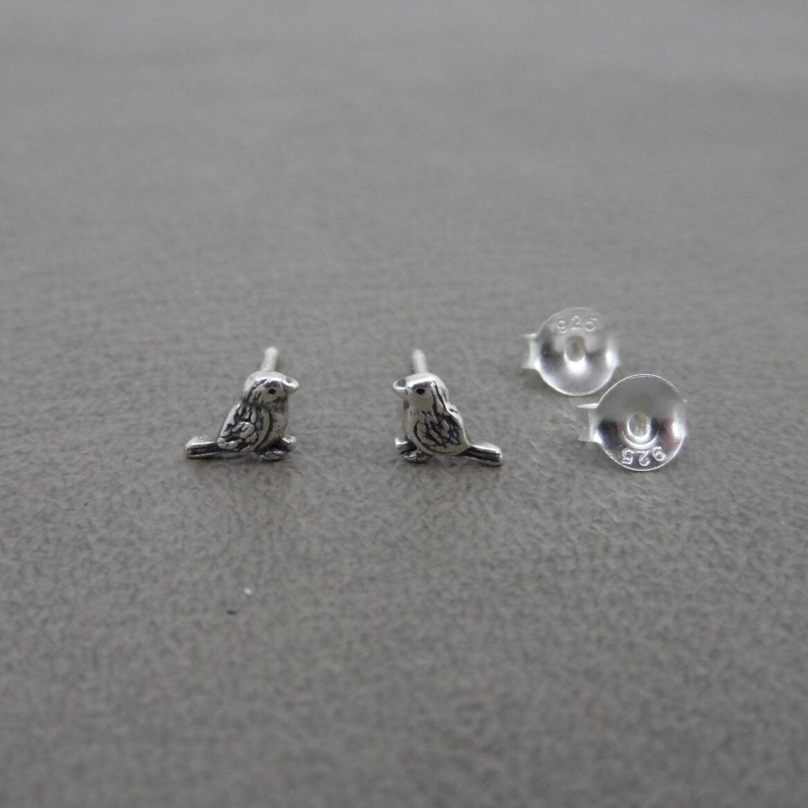 Tiny Bird Earrings in Sterling Silver, Tiny Bird Earrings, Bird Studs, Tiny Studs, Bird Studs, Kids Earrings, Silver Bird Earrings