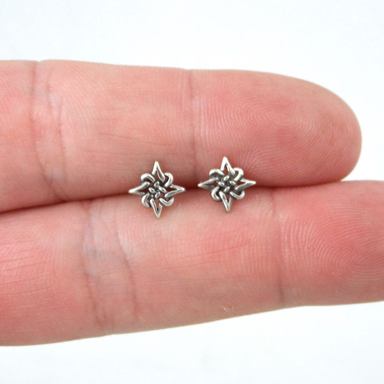 Celtic Sterling Silver Earrings, Celtic Knot Earrings, Silver Celtic Studs, Dainty Earrings, Minimalist Earrings, Girls Earrings