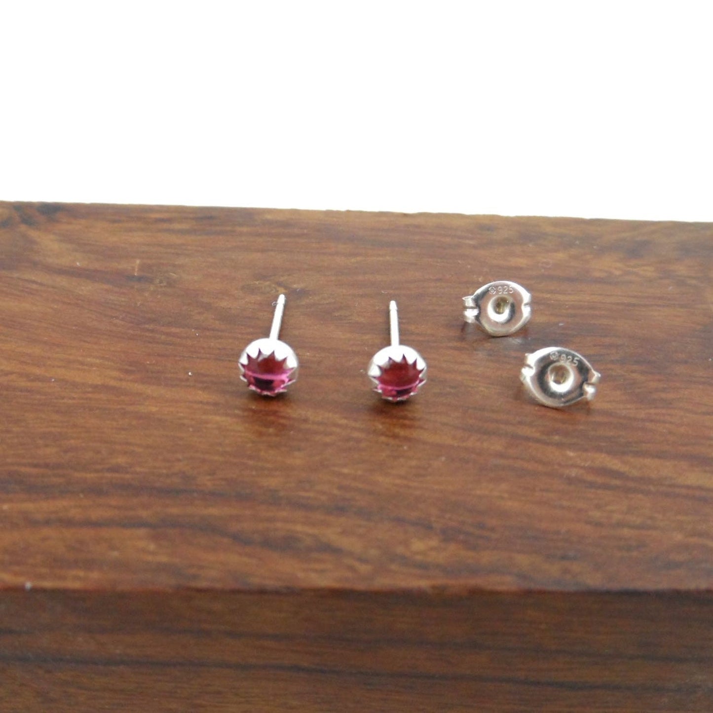 Pink Studs in Sterling Silver-Czech Glass
