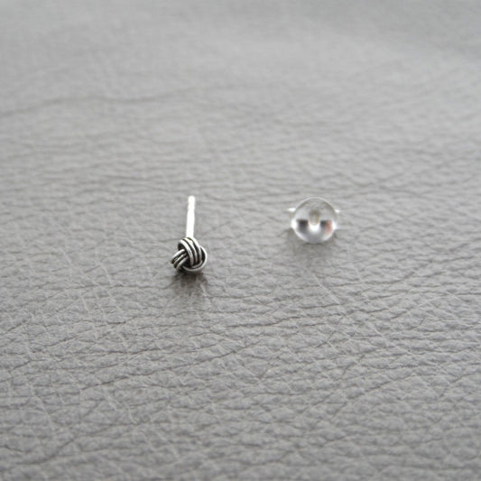 SINGLE-Tiny Knot Stud Earring in Sterling Silver