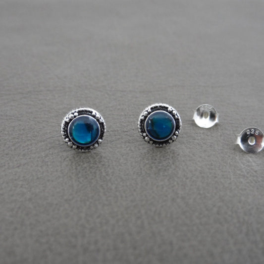 Abalone Earrings in Sterling Silver-Blue