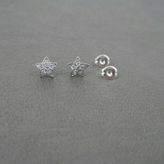 Crystal Star Earrings in Sterling Silver