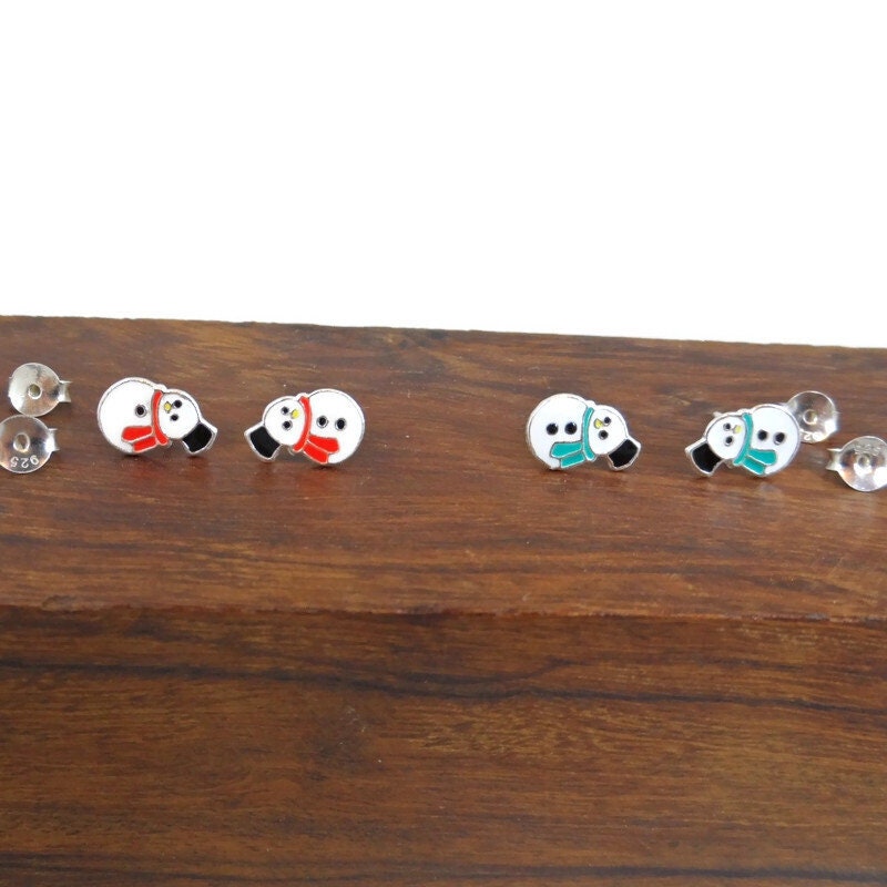 Snowman Earrings in Sterling Silver