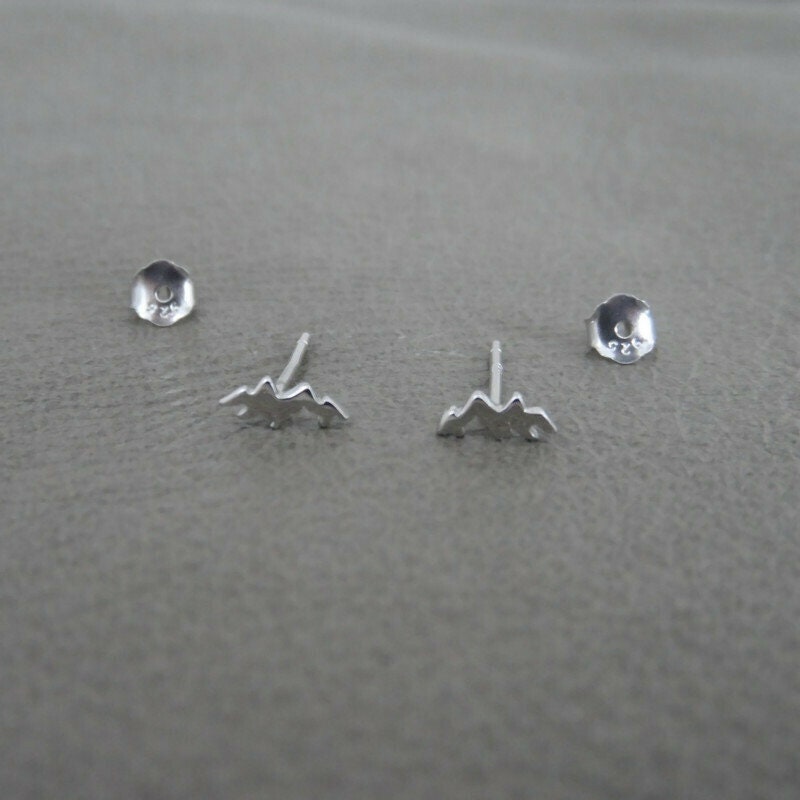 Tiny Mountain Earrings in Sterling Silver, Snow Capped Mountain Earrings, Mountain Studs, Sterling Silver Mountain, Outdoor Earrings
