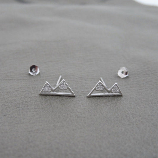 Mountain Earrings in Sterling Silver-Crystal