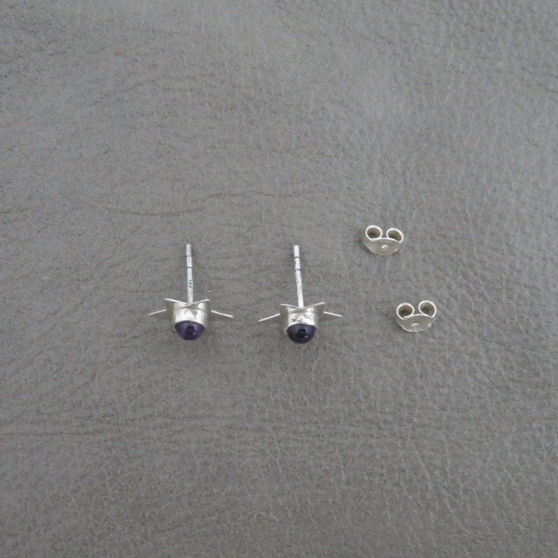 Amethyst Star Earrings in Sterling Silver