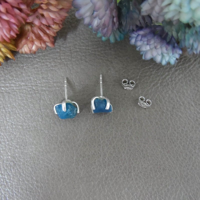 Blue Raw Apatite Earrings