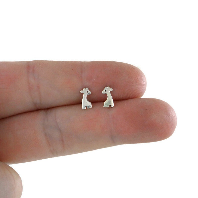 Tiny Giraffe Earrings in Sterling Silver, Giraffe Studs, Kids Earrings, Tiny Studs, Animal Earrings, Tiny Silver Earrings, Girls Earrings