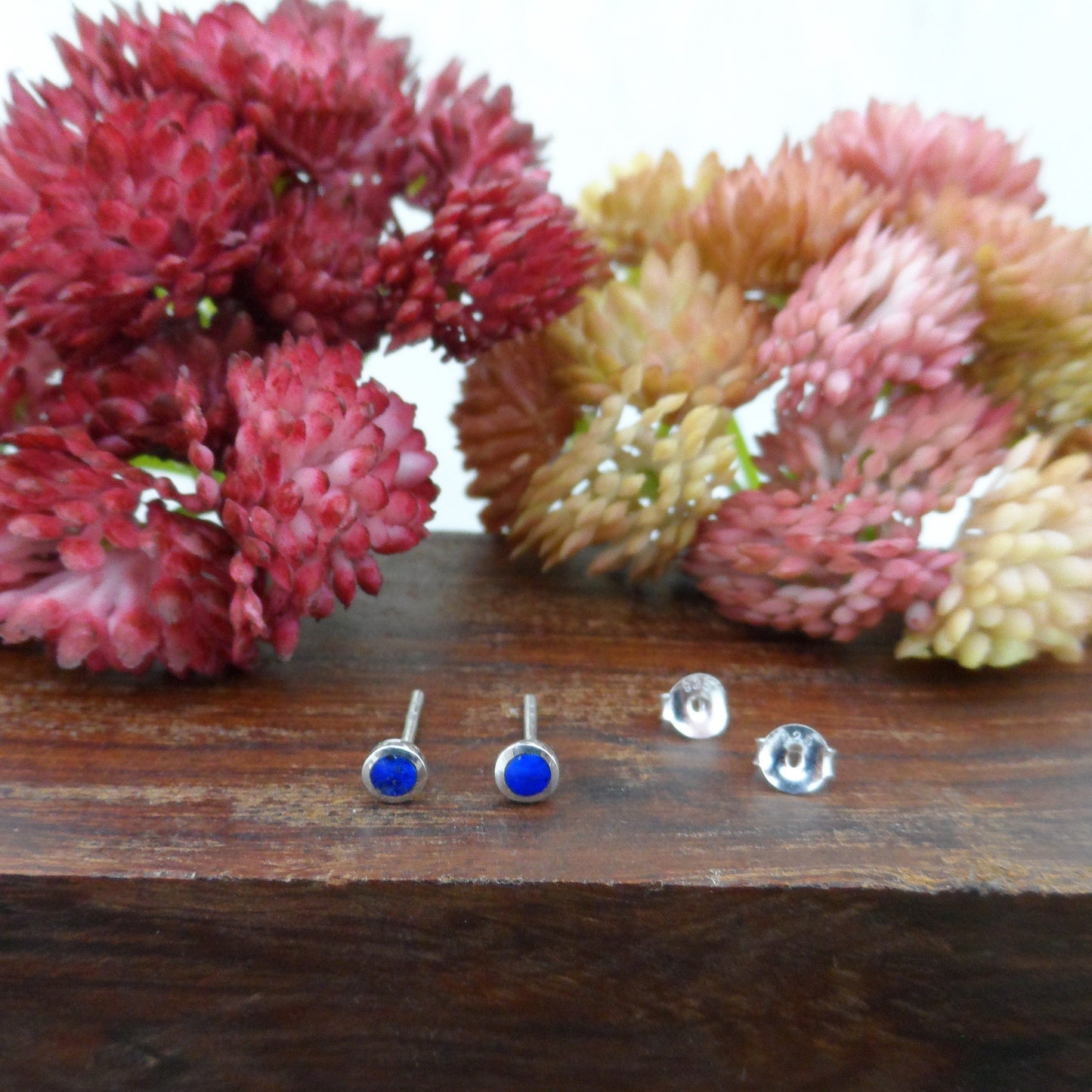 Tiny Lapis Earrings in Sterling Silver,Lapis Lazuli Earrings, 4mm Earrings, Blue Lapis Earrings, Sterling Silver Earrings, Gift for Her