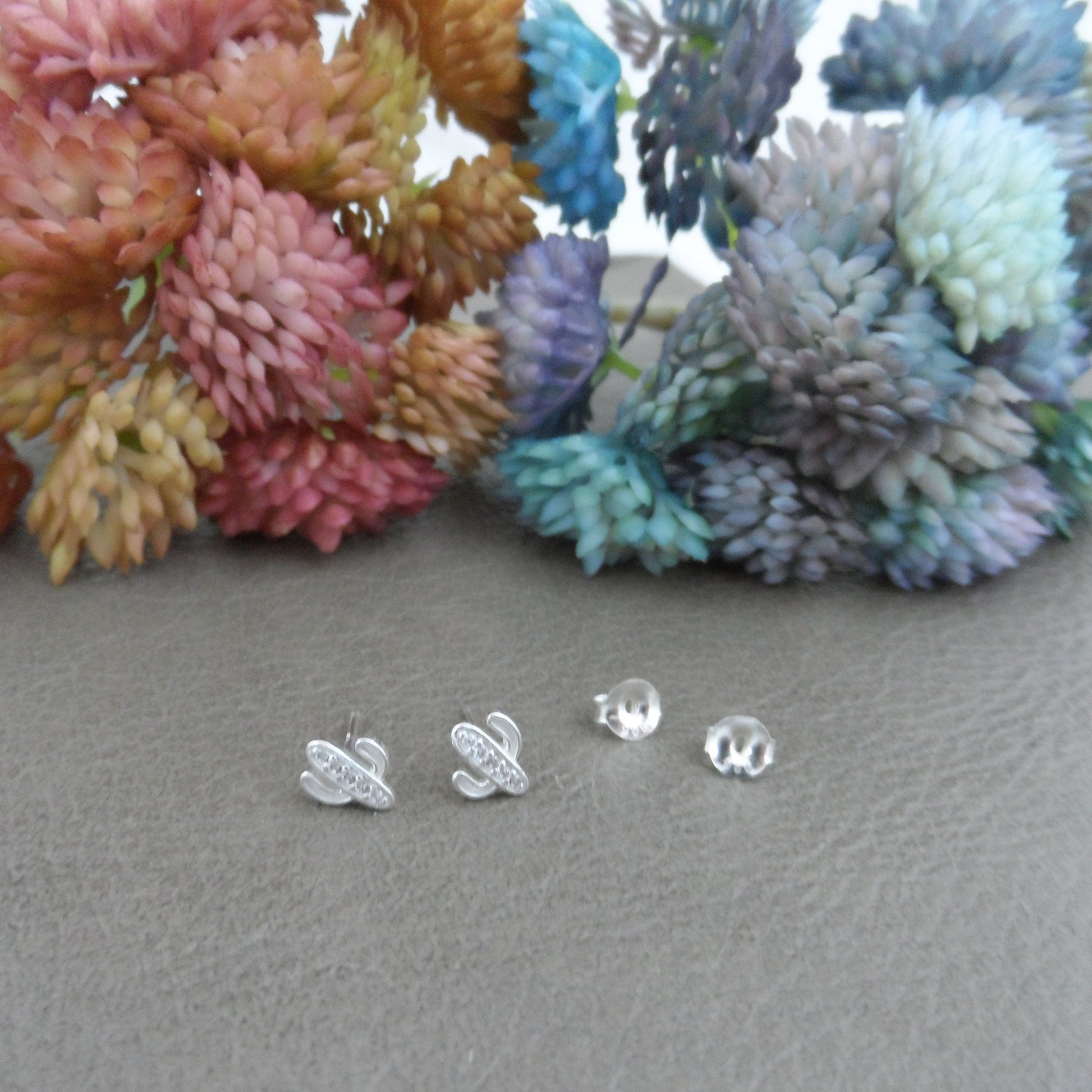Tiny Cactus Earrings in Sterling Silver, Cactus Earrings, Cactus Studs, Saguaro Cactus, Southwest Earrings, Western Earrings