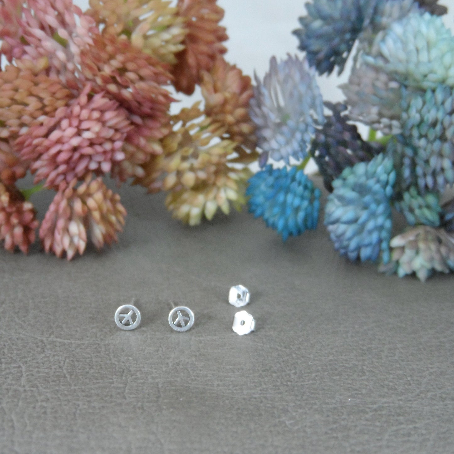 Tiny Peace Sign Tiny Sterling Silver Stud Earrings, Peace Sign Studs, Tiny Earrings, Tiny Studs, Cartilage Studs, Minimalist Earring