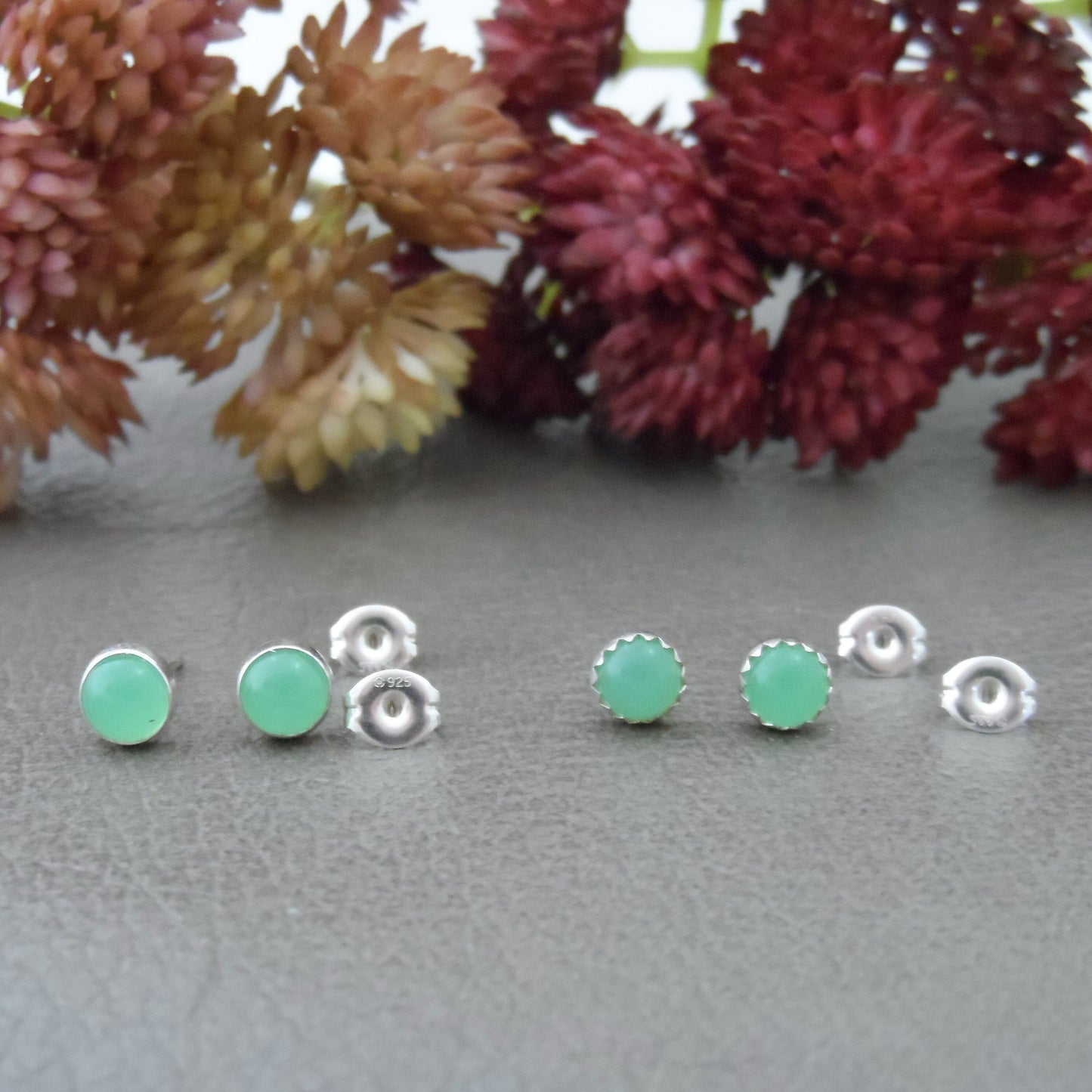 Uranium Glass Earrings in Sterling Silver, Green Uranium Glass Earrings, 5mm Studs, Fluorescent Earrings, Vaseline Glass Studs, Gift for Her