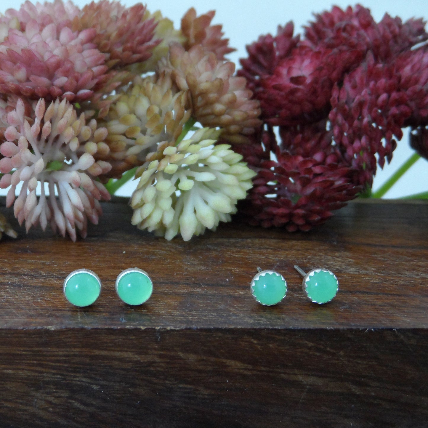 Uranium Glass Earrings in Sterling Silver, Green Uranium Glass Earrings, 5mm Studs, Fluorescent Earrings, Vaseline Glass Studs, Gift for Her