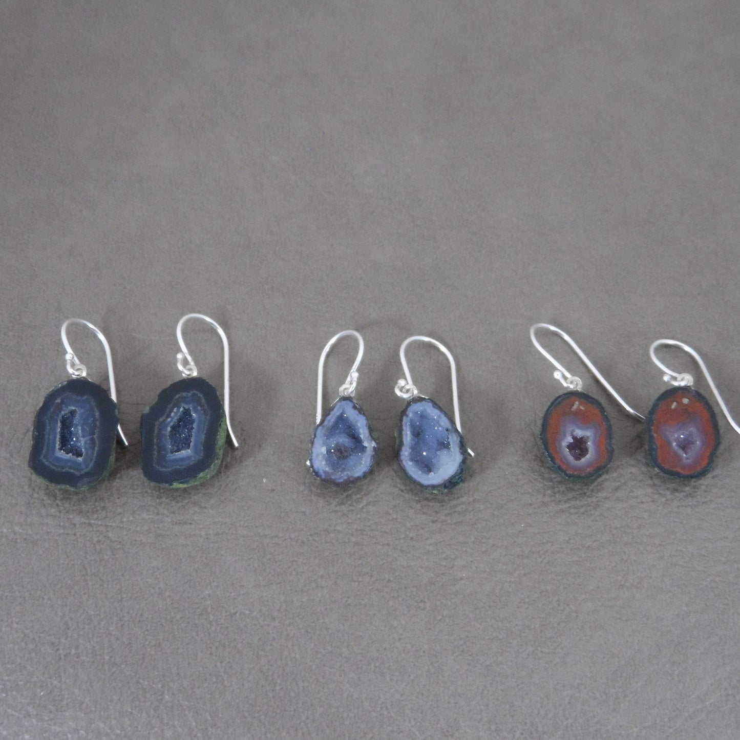 Tiny Geode Earrings in Sterling Silver, Tiny Geode Earrings, Sterling Silver Geode Earrings, Tiny Earrings, Minimalist Earrings