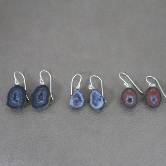 Tiny Geode Earrings in Sterling Silver, Tiny Geode Earrings, Sterling Silver Geode Earrings, Tiny Earrings, Minimalist Earrings