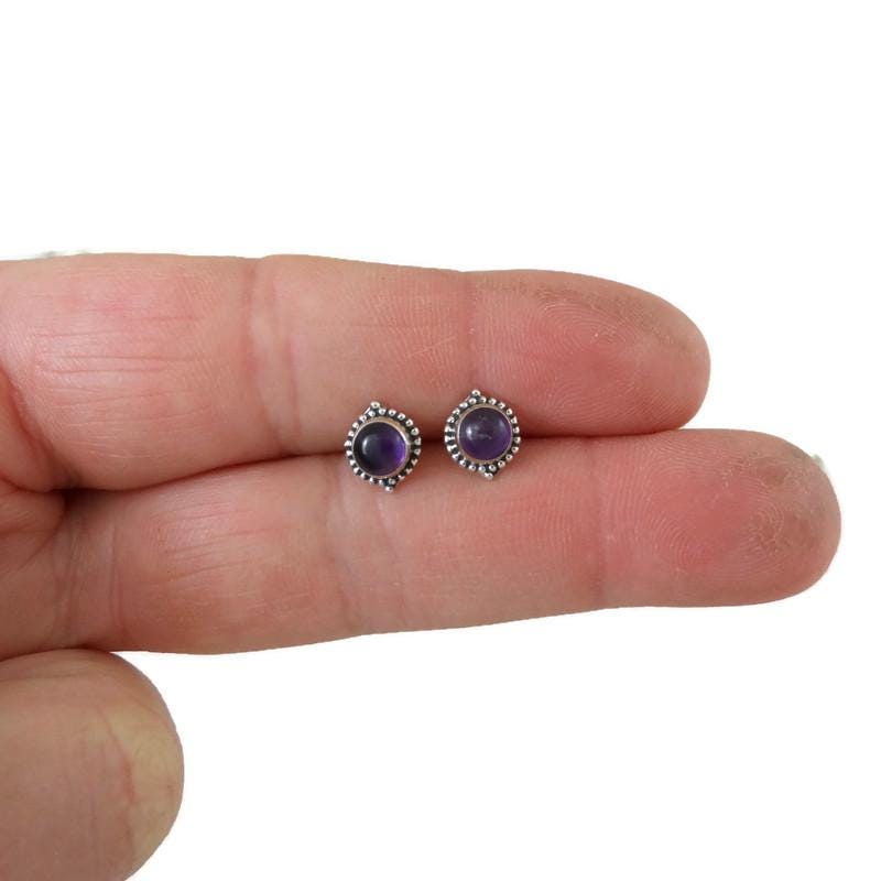 Amethyst Earrings in Sterling Silver,Amethyst Earrings, Amethyst Silver Studs, Amethyst Jewelry,Gemstone Studs,Gift for Her