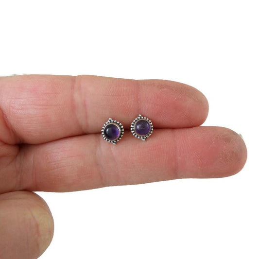 Amethyst Earrings in Sterling Silver,Amethyst Earrings, Amethyst Silver Studs, Amethyst Jewelry,Gemstone Studs,Gift for Her