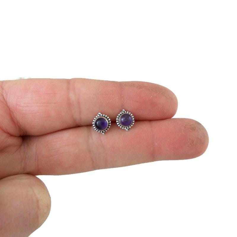 Amethyst Earrings in Sterling Silver,Amethyst Earrings, Amethyst Silver Studs, Amethyst Jewelry,Gemstone Studs,Gift for Her