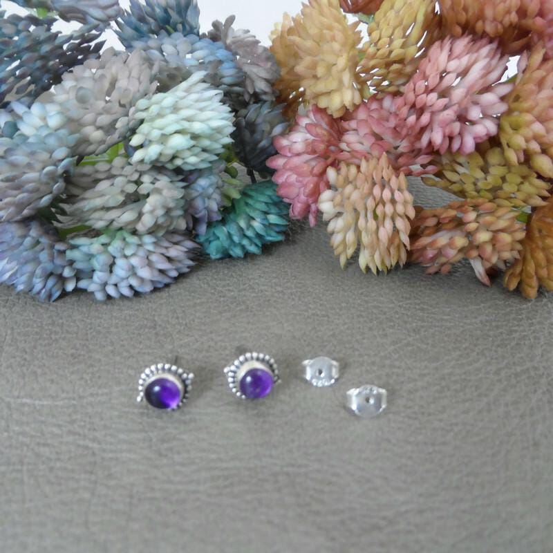 Amethyst Earrings in Sterling Silver,Amethyst Earrings, Amethyst Silver Studs, Amethyst Jewelry,Gemstone Studs,Gift for Her