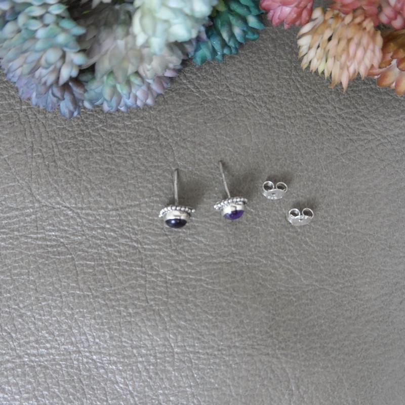 Amethyst Earrings in Sterling Silver,Amethyst Earrings, Amethyst Silver Studs, Amethyst Jewelry,Gemstone Studs,Gift for Her