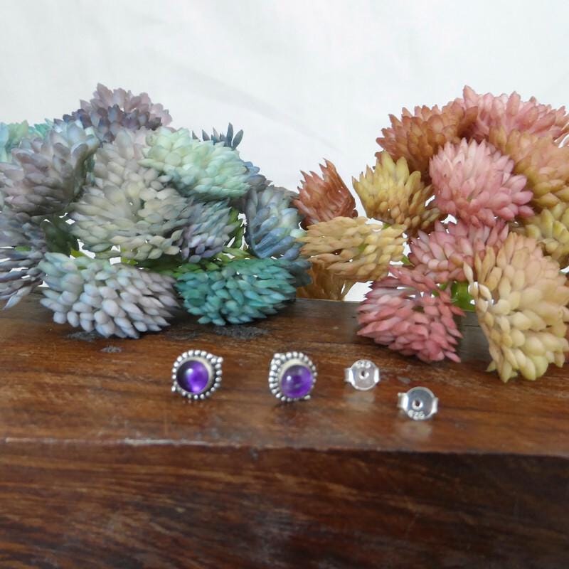 Amethyst Earrings in Sterling Silver,Amethyst Earrings, Amethyst Silver Studs, Amethyst Jewelry,Gemstone Studs,Gift for Her