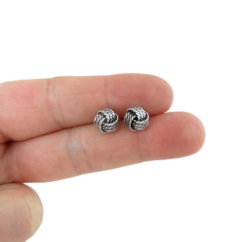 Large Knot Stud Earrings in Sterling Silver, Knot Earrings, Silver Knot Studs, 8mm Studs, Dainty Earrings,Minimalist Earrings,Silver Earring
