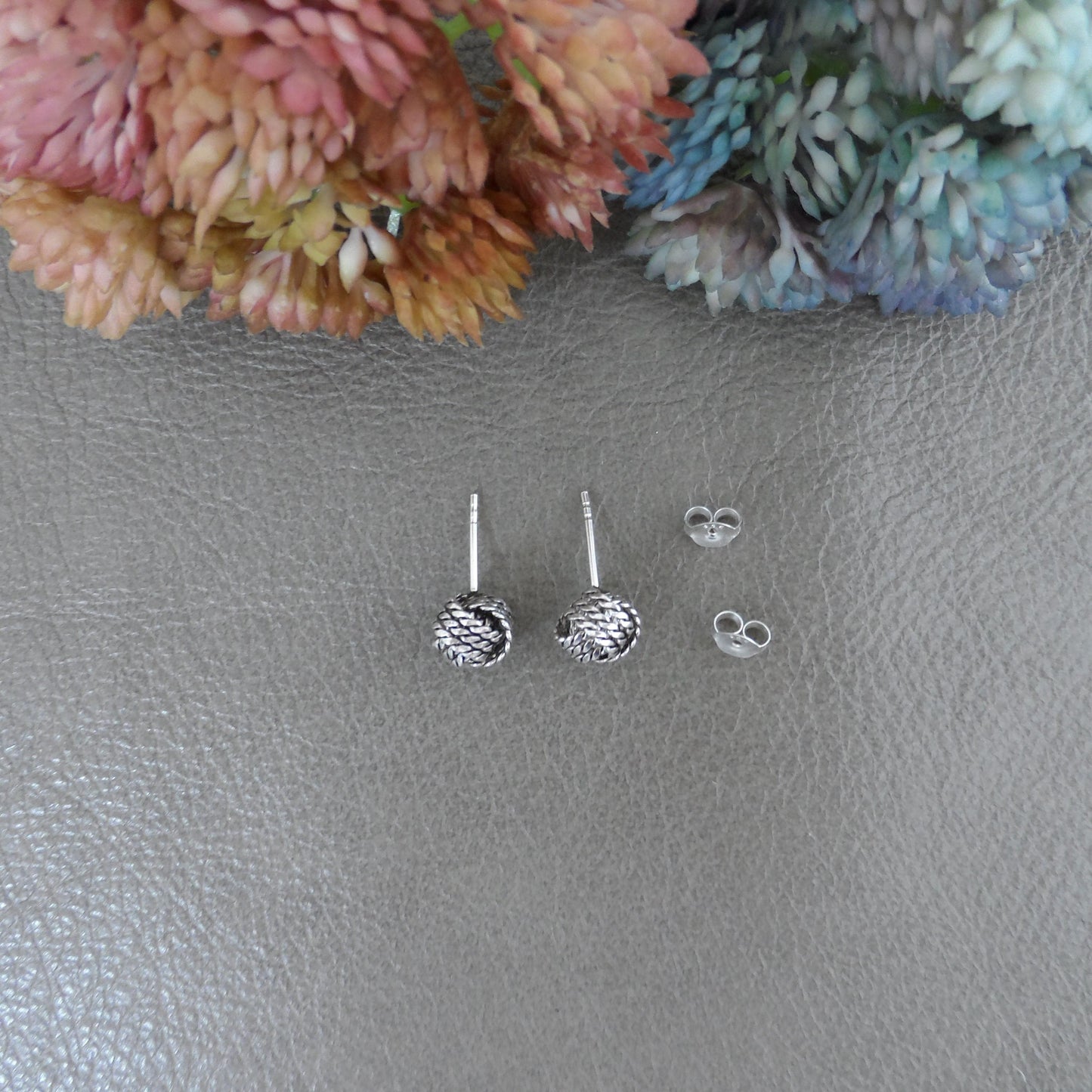 Large Knot Stud Earrings in Sterling Silver, Knot Earrings, Silver Knot Studs, 8mm Studs, Dainty Earrings,Minimalist Earrings,Silver Earring