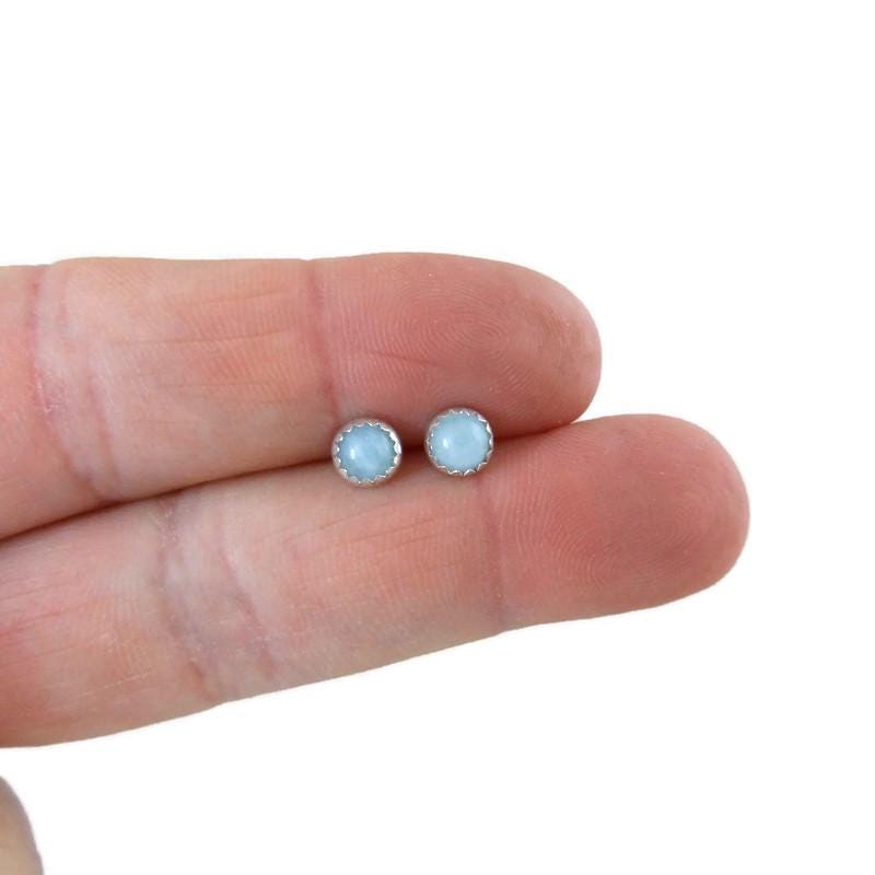 Aquamarine Earrings in Sterling Silver, Aquamarine Earrings, 5mm Earrings, Aquamarine Jewelry, March Birthstone, Gemstone Studs